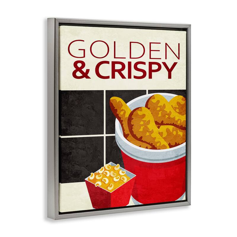 Stupell Golden & Crispy Fried Food Framed Floater Canvas Wall Art Design By Kim Allen