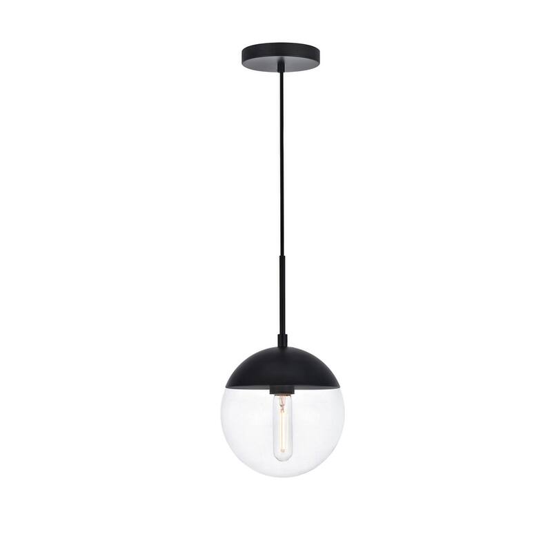 1-light Mid-century Adjustable Pendant with 8-inch Glass Orb Shade