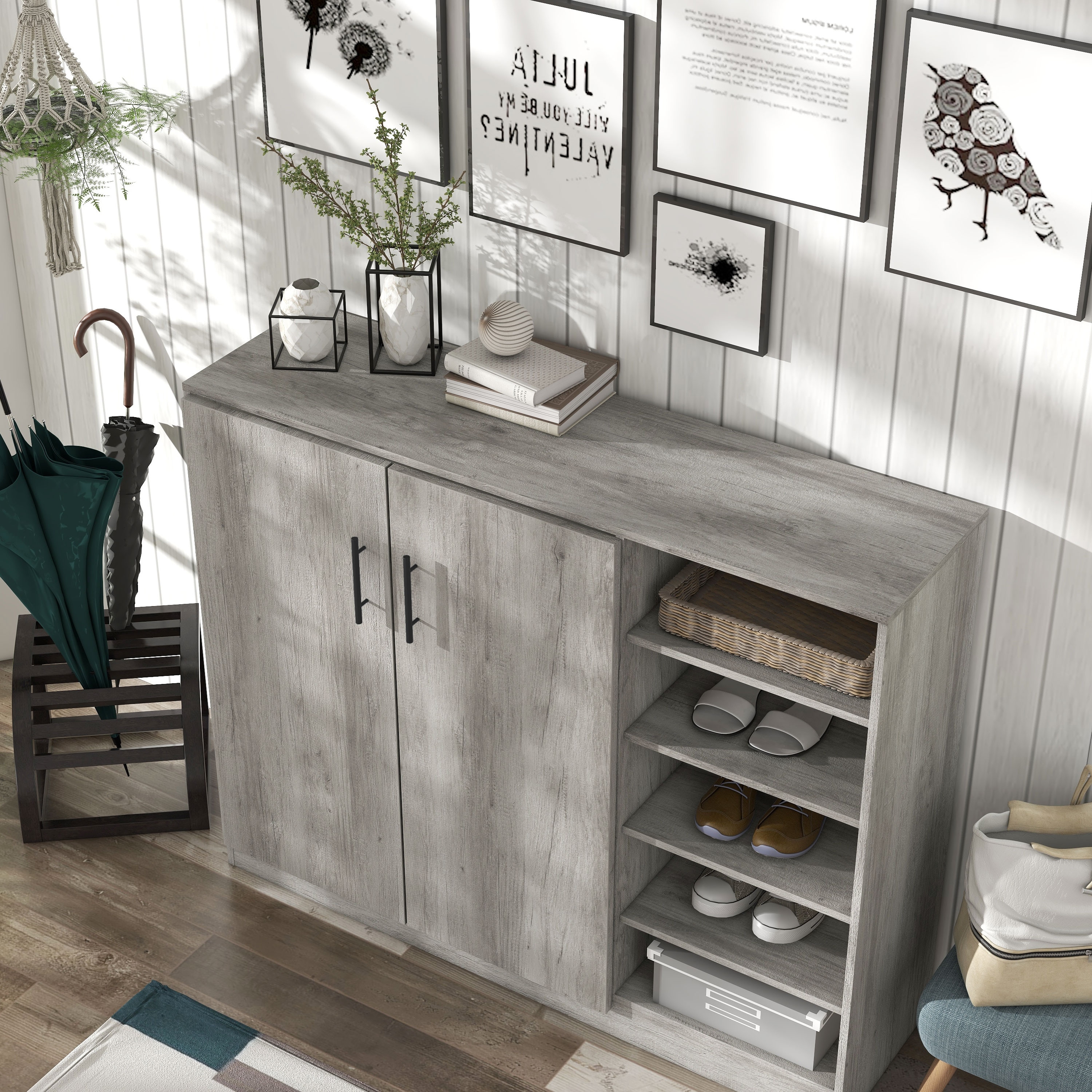 Grey oak shoe cabinet new arrivals
