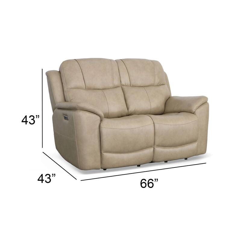 Crew Top Grain Leather Power Reclining Loveseat with Power Headrests & Lumbar