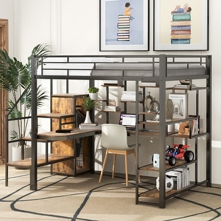 Full Size Loft Bed with Desk and Ample Storage Space
