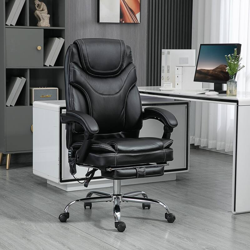 Vinsetto PU Leather Massage Office Chair with 6 Vibration Points, Heated Reclining Computer Chair