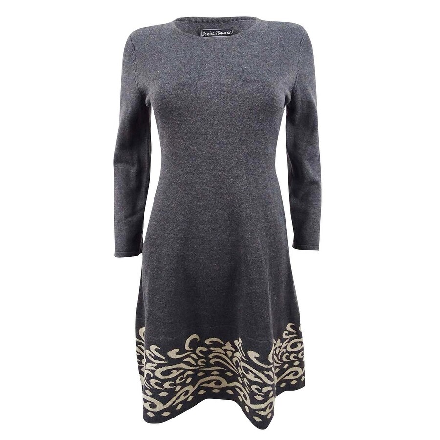 Shop Jessica Howard Women S Plus Size Printed Hem Sweater Dress