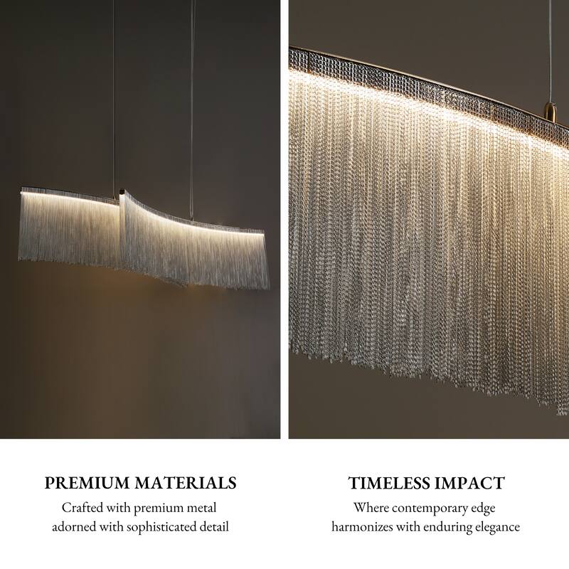 Modern LED 49 IN Fringe Chandelier Island Light for Kitchen Island - Gold