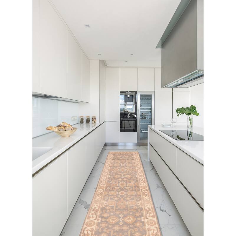 ECARPETGALLERY Hand-knotted Royal Oushak Grey Wool Rug - 2'6 x 19'8