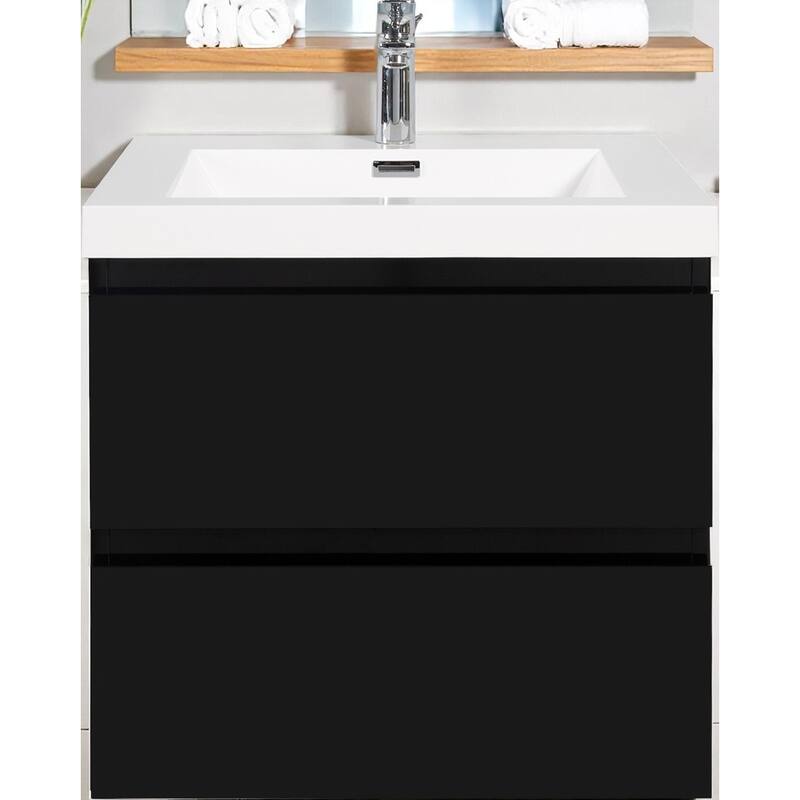 30" Wall-Mounted Bathroom Vanity with Resin Sink - Floating Bathroom Cabinet with Soft-Close Hinges,Floating Vanity Cabinet