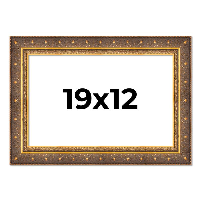 19x12 Frame Vintage Gold Solid Wood Picture Frame | 2.5 Inch Moulding