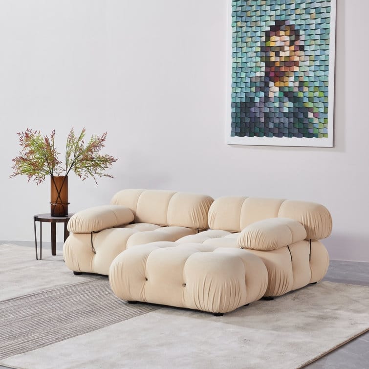 Daimion 3 Pieces Upholstered Sectional - Beige Velvet