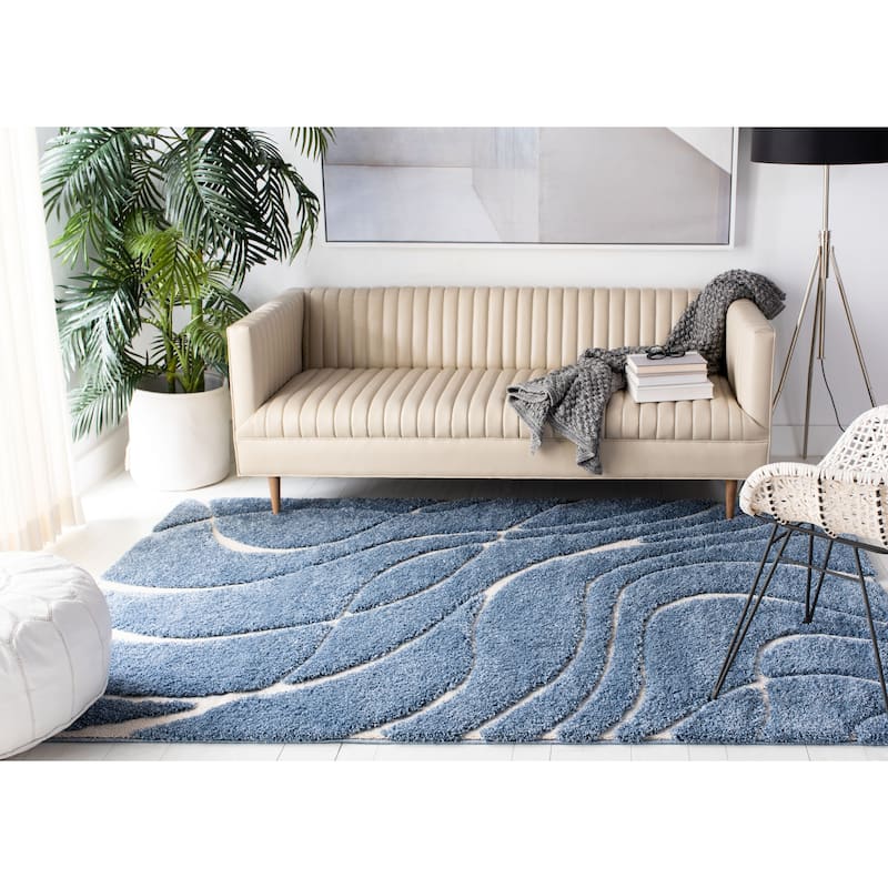 SAFAVIEH Florida Shag Sigtraud Abstract Waves 1.2-inch Thick Rug