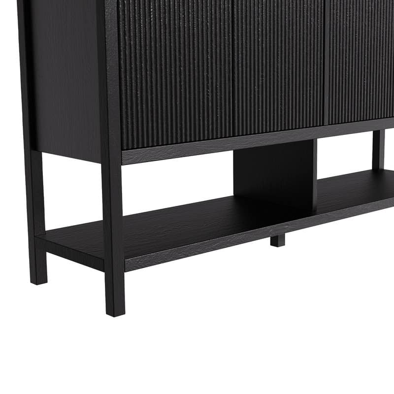 Framehouse 59" Sideboard with Fluted 4-Door, Storage Cabinet with Open Shelf