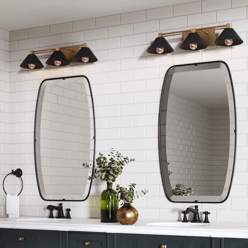 Nathan James Ronnie Industrial 3Light Vanity Light, Art Deco Wall Mounted Light Fixture for