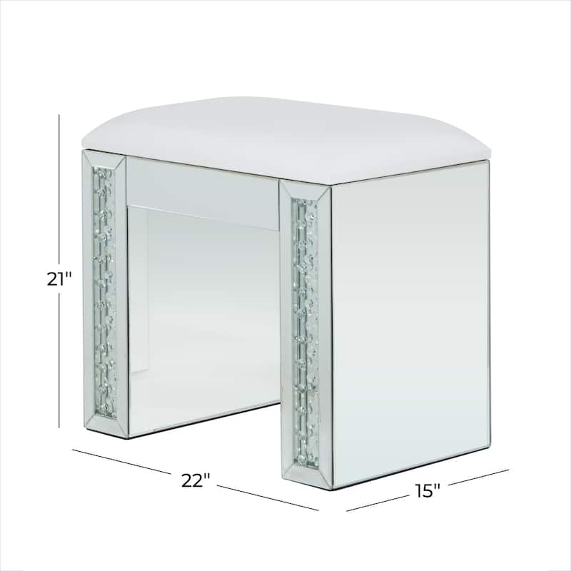 Silver Glam Stool 21 x 22 x 15 - 22 x 15 x 21