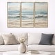 preview thumbnail 8 of 18, Designart "Beige And Blue Coastal Beach Paint" Coastal Beach Framed Art Set of 3 - Nautical & Coastal Wall Art Set 36 in. W x 28 in. H - 3 Panels - Gold