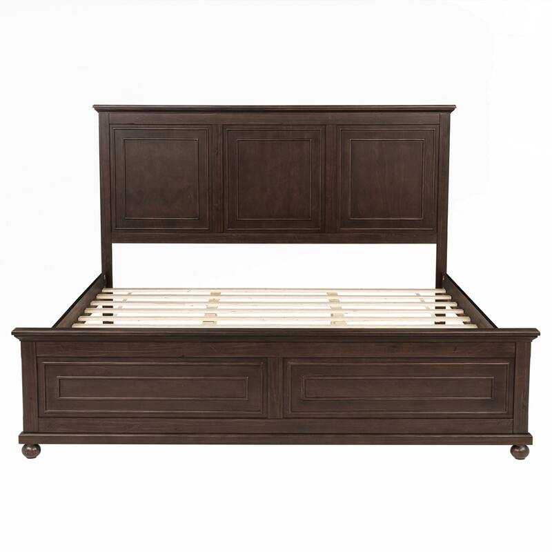 Pinewood Bed with Strengthened Bed Frame - Brown - King