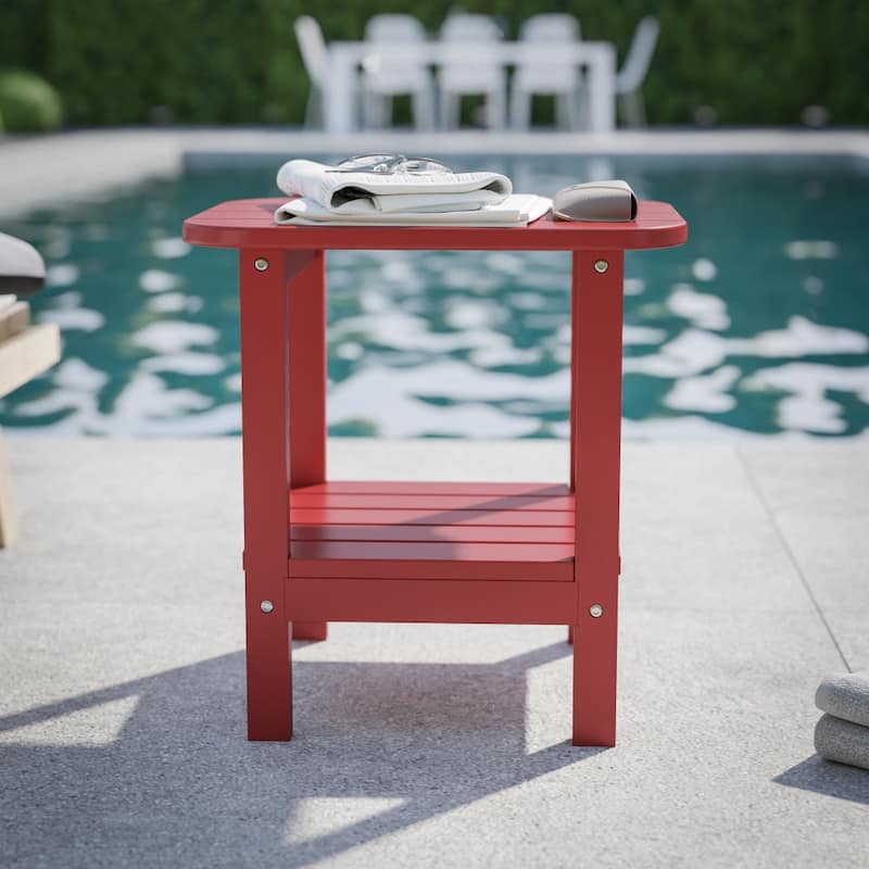 Commercial Grade All-Weather Adirondack Style Patio Side Table - Red