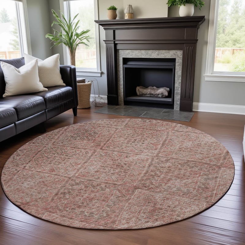 Premium Washable Super Soft Tribal Modern Mayfield Rug - Pink - 8' x 8'