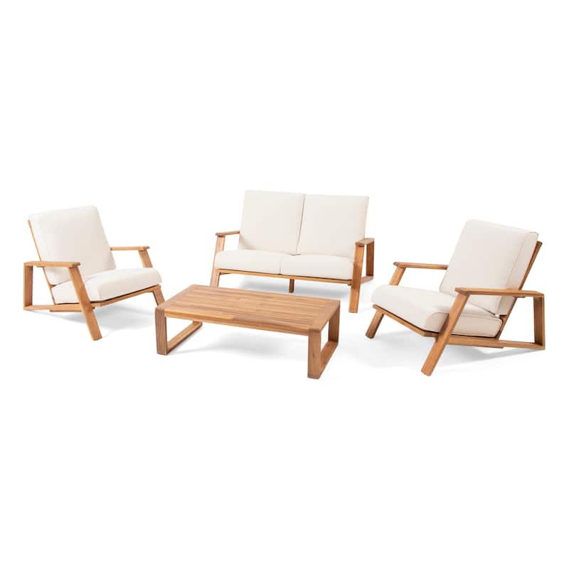 Paloma Outdoor Acacia 4-piece Cushioned Chat Set by Christopher Knight Home