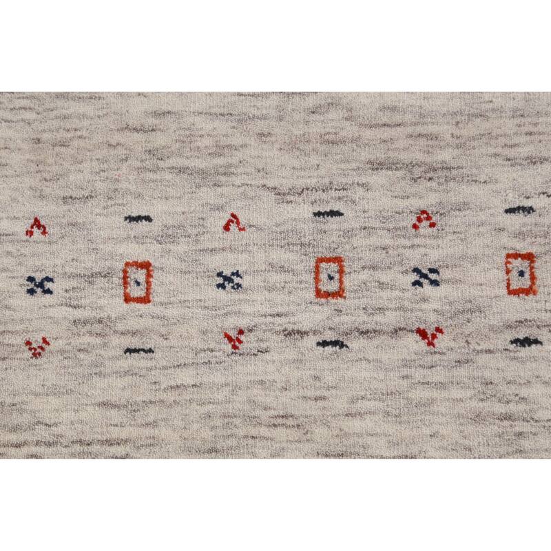 Hand Knotted Oriental 100% Wool Carpet Tribal Animal Pictorial Beige & Ivories Gabbeh Runner Rug - 9' 10'' X 2' 7''