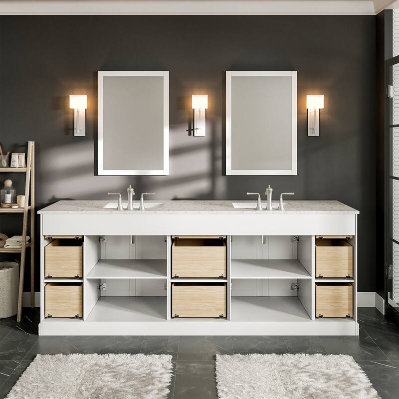 Epic 84" Double Sink Bath Vanity with Carrara Quartz Top & Undermount Sinks