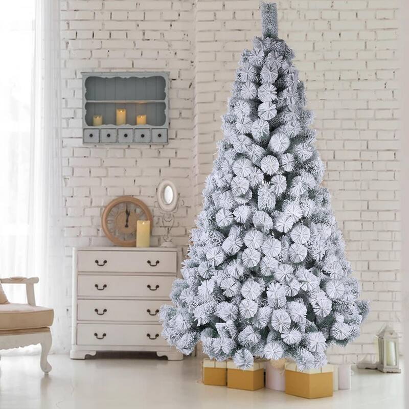 Artificial Christmas Tree White Snow Covered Xmas Decorations Decor With Stand Bed Bath
