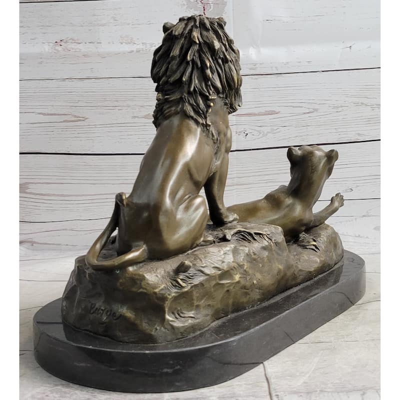 Male And Female Lions African Lion Safari Savannah Bronze Sculpture Statue Art Decor