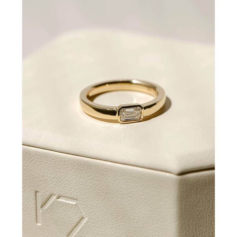 Kobelli 0.33 Carats Emerald Lab Grown Diamond 14k Solid Gold Solitaire Minimalist Elise Ring (DEF/VS)