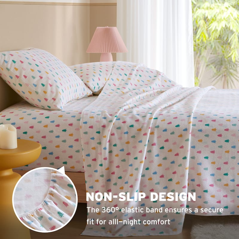 Intelligent Design Cozy Soft Cotton Flannel Printed Sheet Set