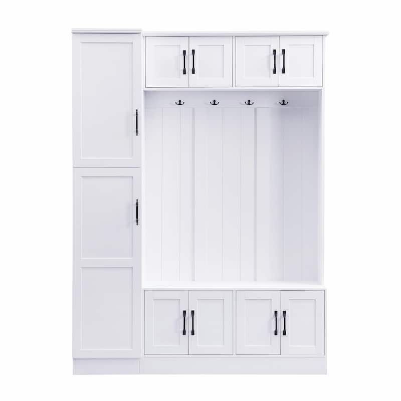 79'' Tall Modern Hall Tree with Shoe Storage - 4-in-1 Entryway Bench