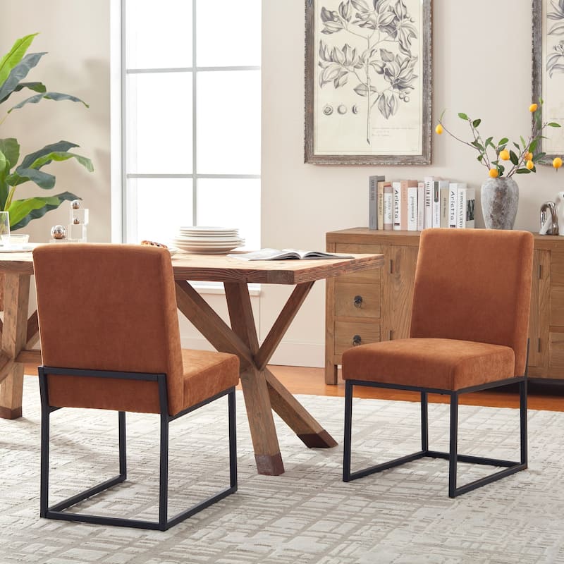 Mid Century Modern Dining Chair with Black Metal Legs