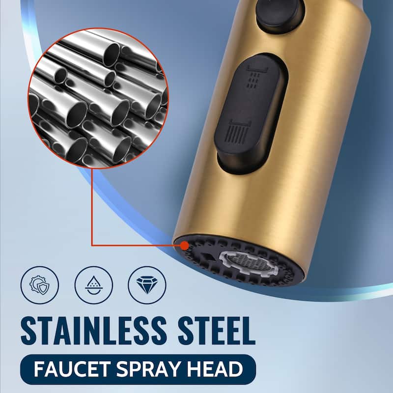 WOWOW Stainless Steel Pull Down Kitchen Faucet Sprayer with 9 Adapters