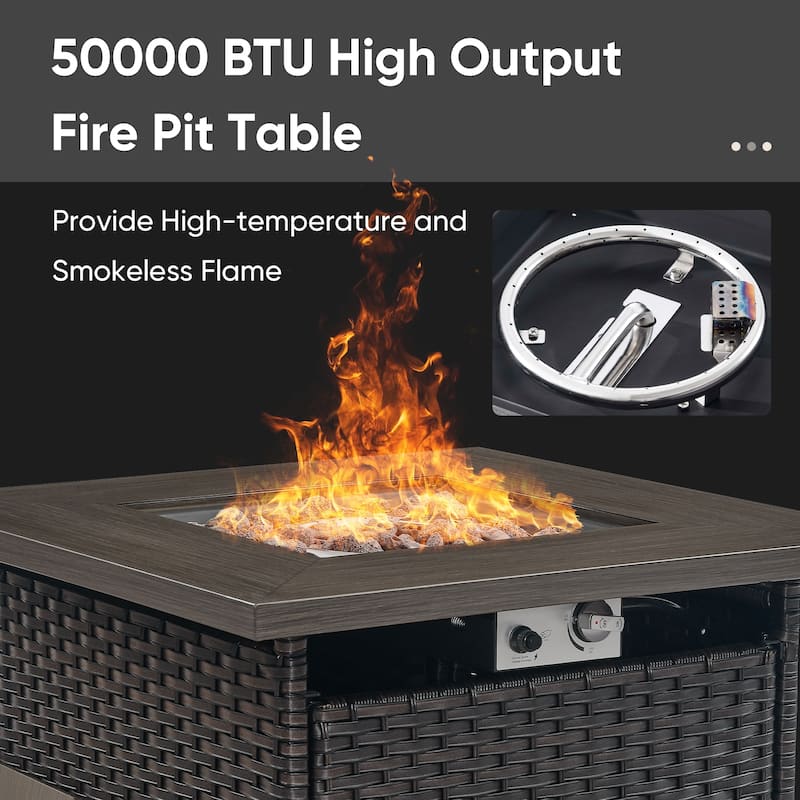 4-piece Outdoor Patio Sofa Chair Set With Fire Pit Table