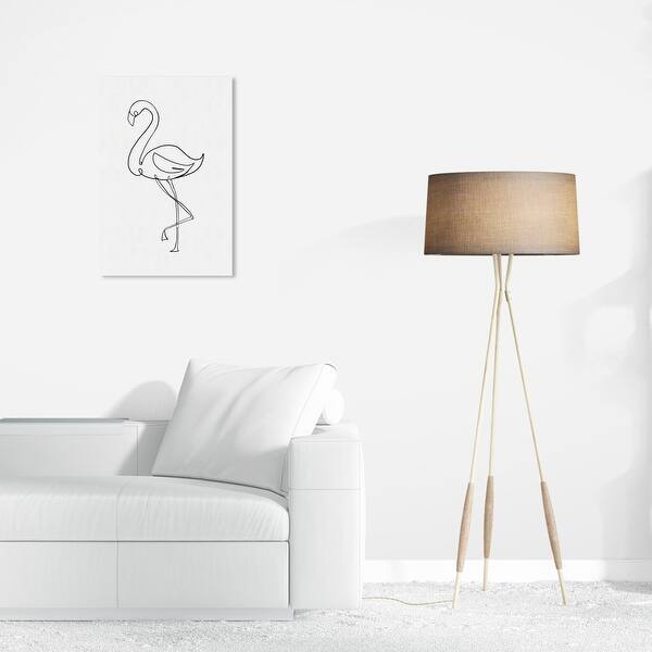 slide 2 of 7, Wynwood Studio Canvas Animals Flamingo Outline Black and Off-white Modern & Contemporary Wall Art Canvas Print 24 x 16
