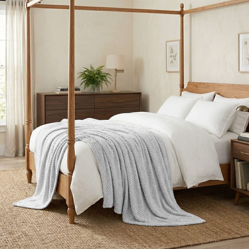 Superior Lily Pebbled Popcorn Texture Ultra-Soft Fluffy Fleece Blanket