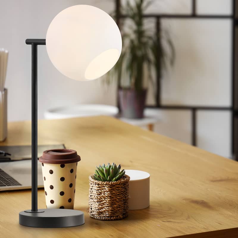 Scarlett 20.5" Metal/Marble LED Table Lamp, Gold/White by JONATHAN Y