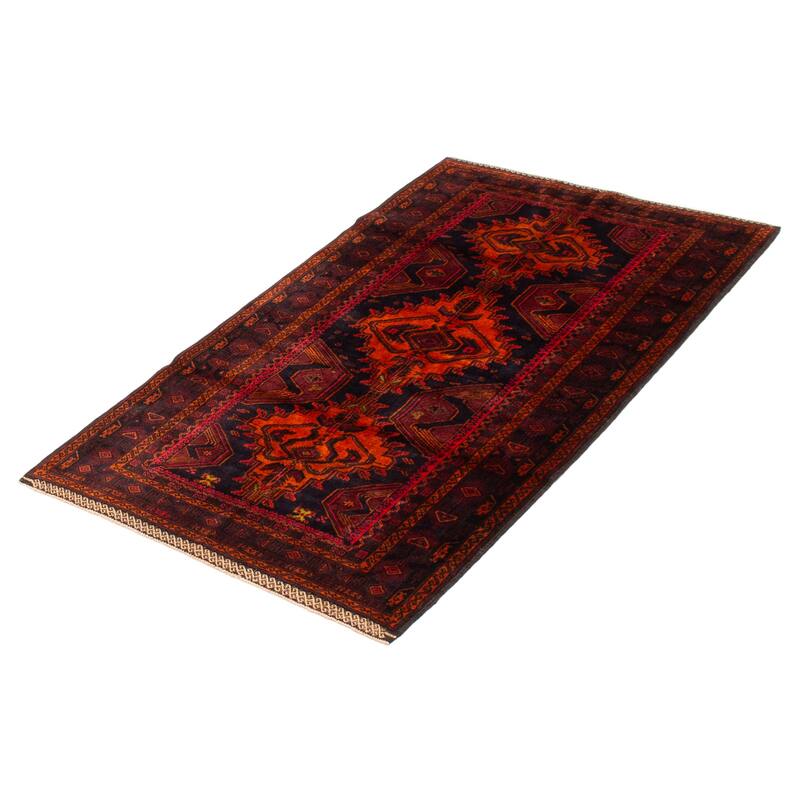 Teimani Black, Orange Rug 3'7" x 6'4" - 3'7 x 6'4