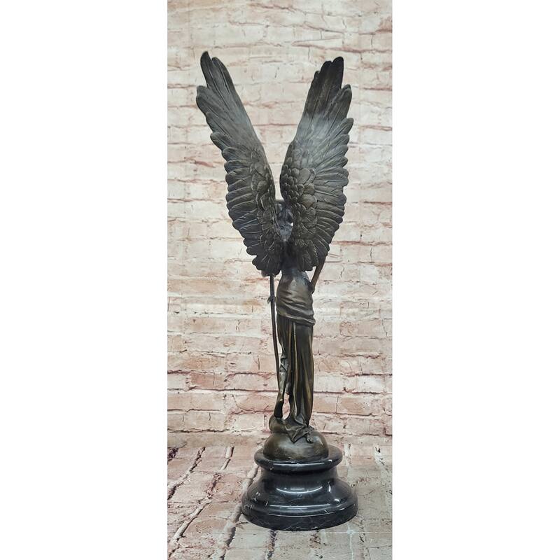 Angel With Sword Classical Bronze Statue Sculpture Signed Art Indoor Outdoor 25 Inches X 8 Inches