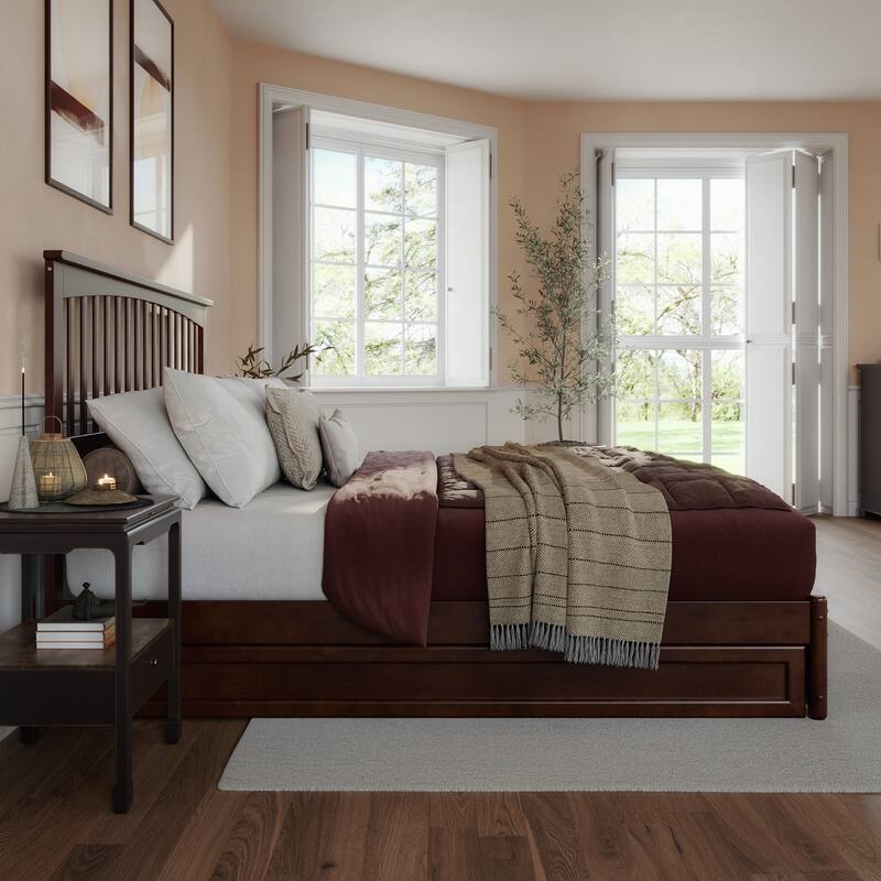 Everett Platform Bed with Panel Footboard and Twin XL Trundle