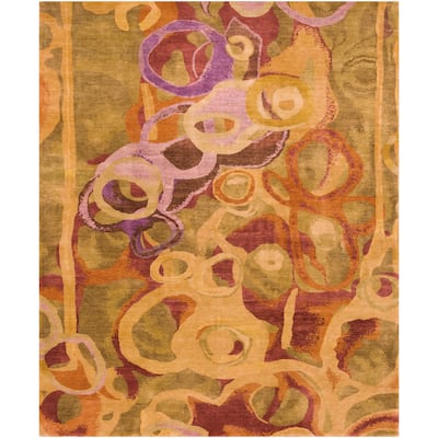 Hand Knotted Pipa Wool Area Rug - 8' x 10'