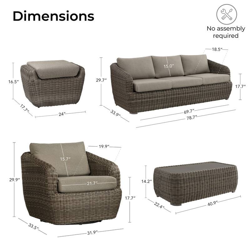 Spruce & Spring Patio Wicker Furniture Set Outdoor Rattan Bistro Set