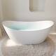 preview thumbnail 19 of 26, Freestanding Soaking Bathtub,100% Pure Virgin Acrylic with Drain And Groove Overflow,Glossy White