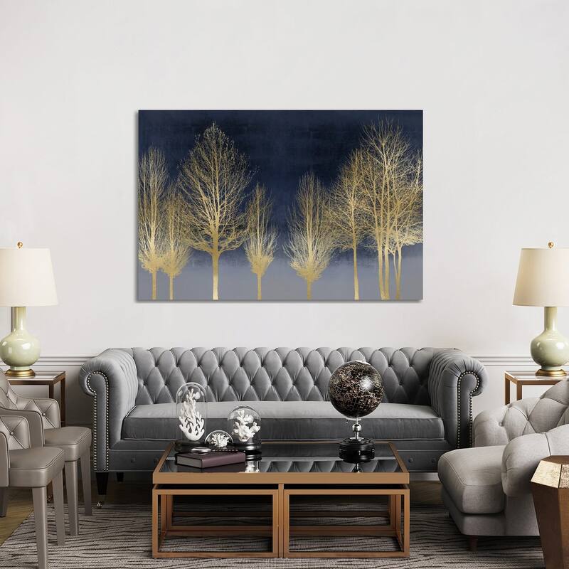 iCanvas "Gold Forest On Blue" by Kate Bennett Canvas Print