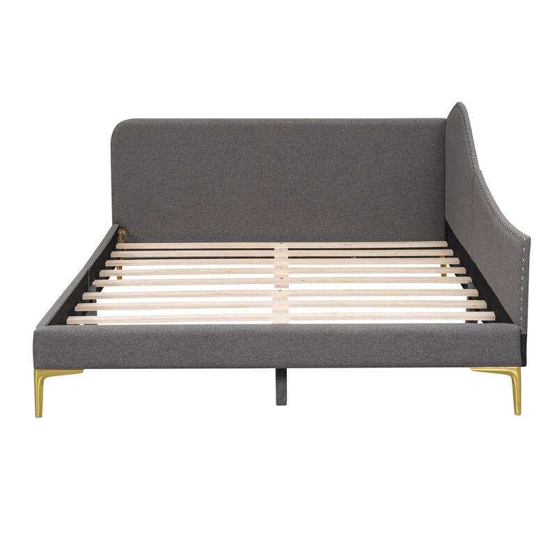 Full Size Upholstered Daybed with Headboard and Armrest,Support Legs