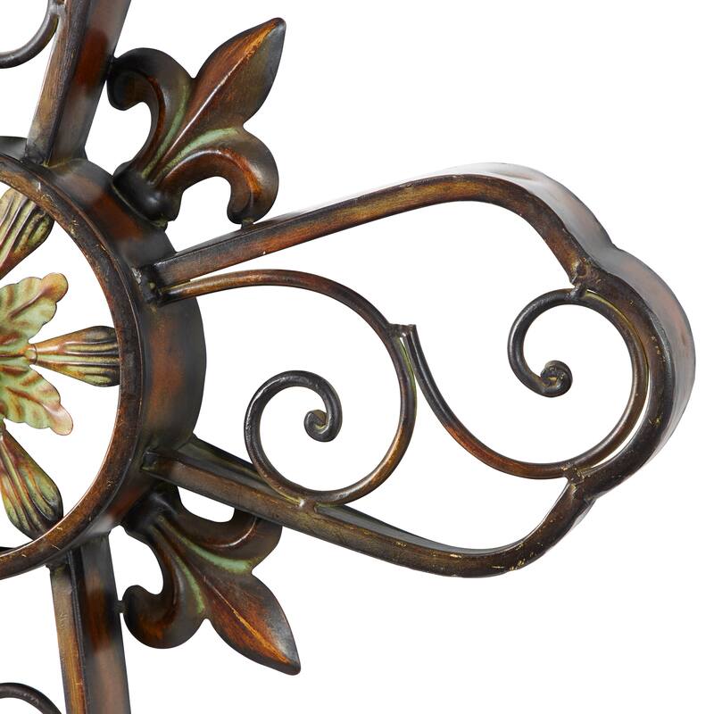 Brown Metal Scroll Cross Home Wall Decor