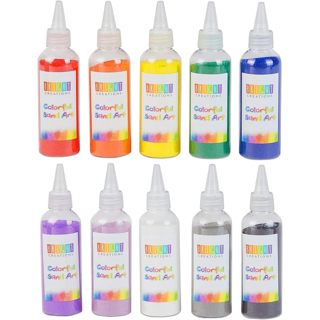 Bright Creations 10 Pcs Rainbow Colored Sand Bottles for Arts Crafts School Home Party, 0.33 lb