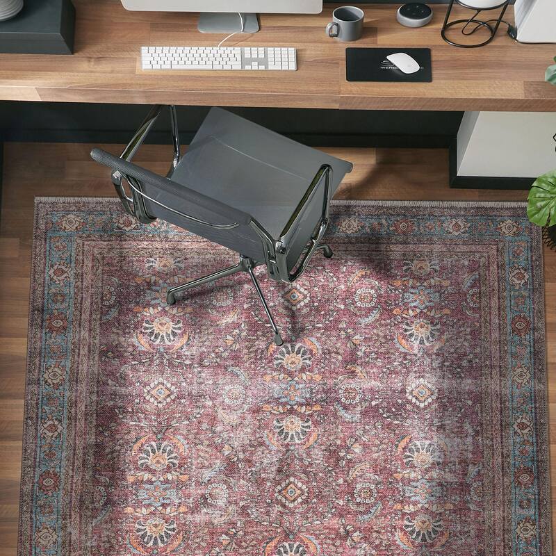 World Rug Gallery Distressed Vintage Bordered Machine Washable Area Rug