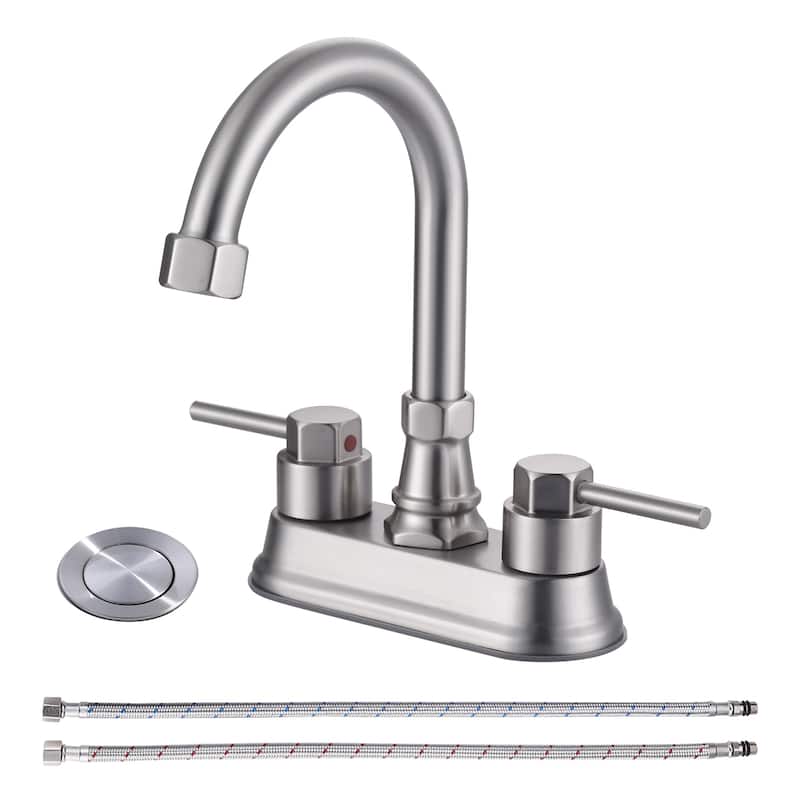 WOWOW 4-inch Dual Handle Bathroom Sink Faucet in Modern - Brushed Nickel