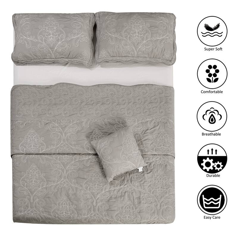 Serenta Damask Oversized 4-piece Bedspread Set