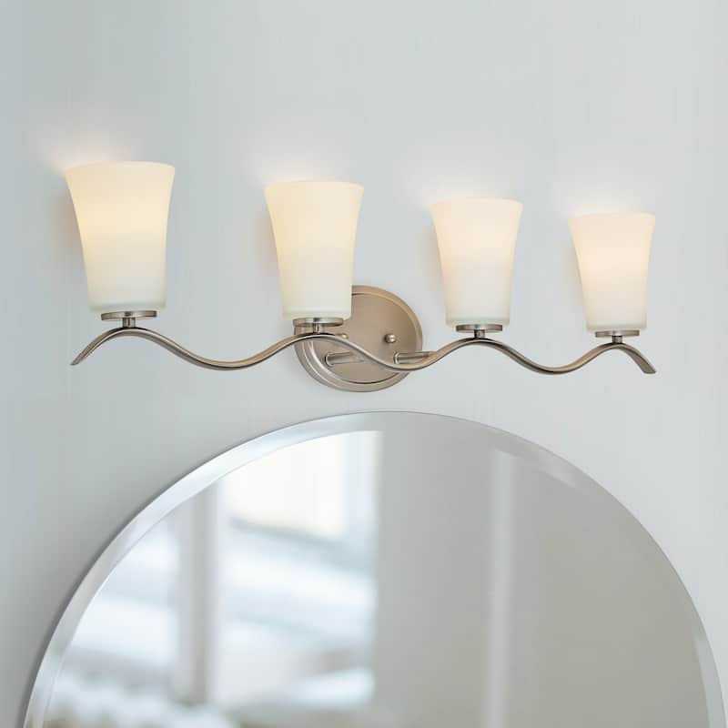 4 Lt Mount Bathroom light with white glass and gold finish