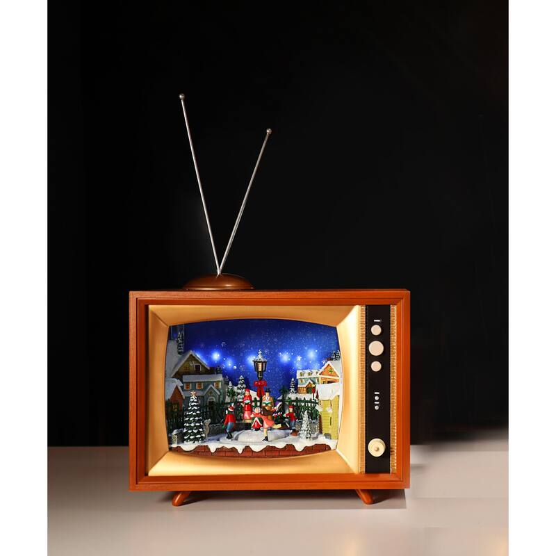 LED Lighted Christmas Village TV Decoration - 15.5" - Set of 2