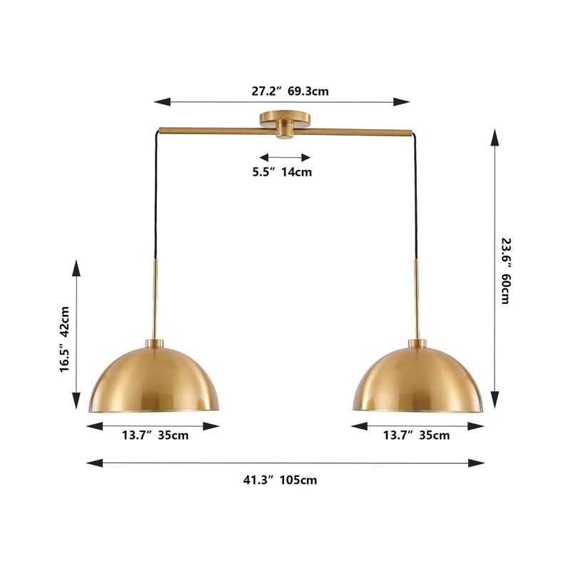 41" 2-Light Pendant - Adjustable Double Fixture, Hanging Lamp